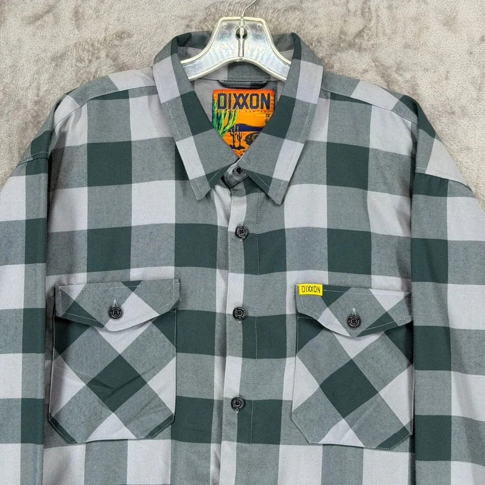Dixxon‎ Flannel Co Beeline D-Tech Green Grey Buffalo Check Shirt Mens 3X Tall